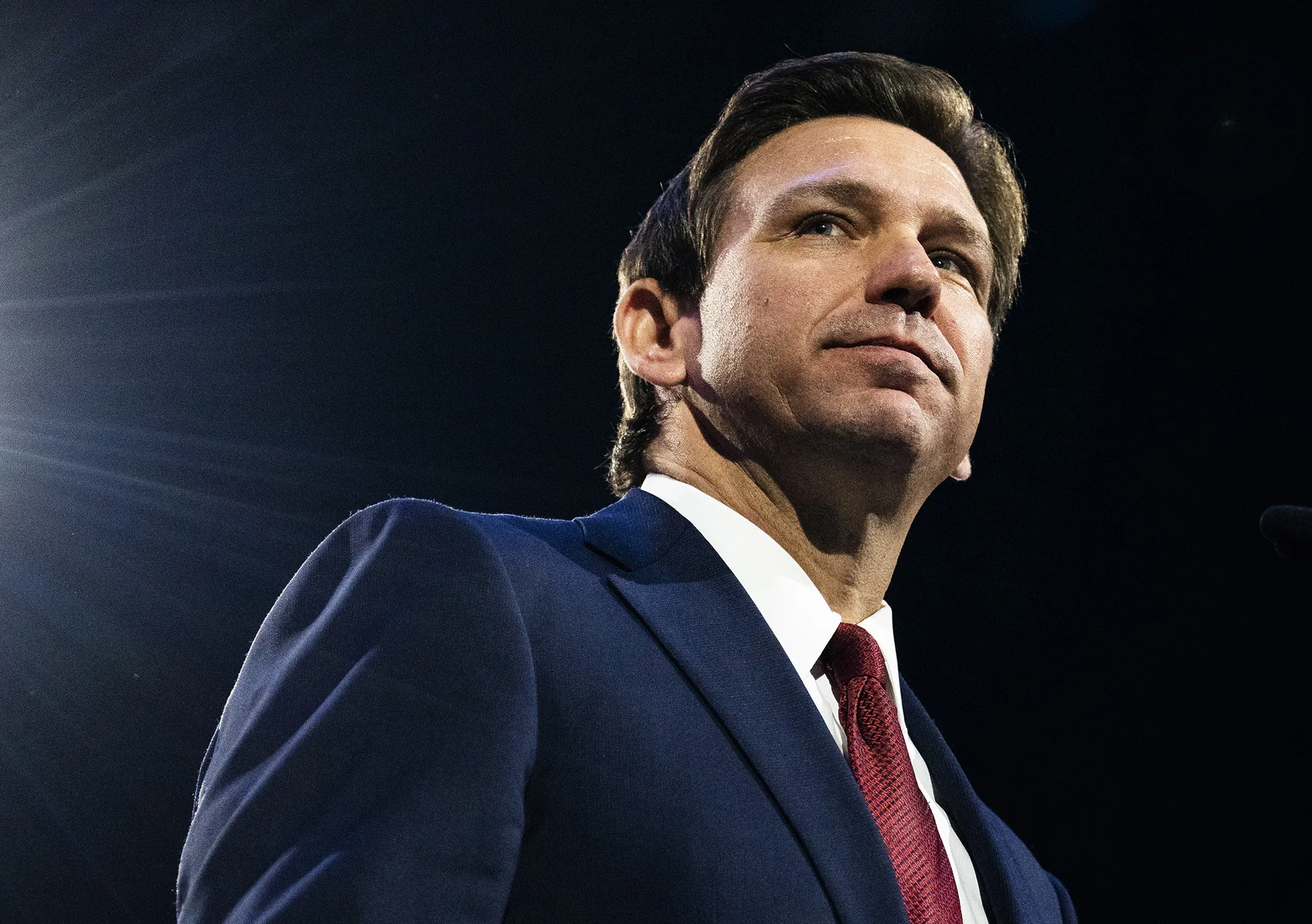 Ron DeSantis on stage at Liberty University in Virginia last week.