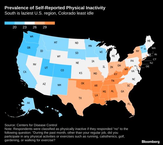 Here’s Where the Nation’s Most Sedentary Residents Live