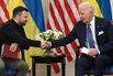 Volodymyr Zelenskiy and President Joe Biden hold a meeting in Paris on June 7.