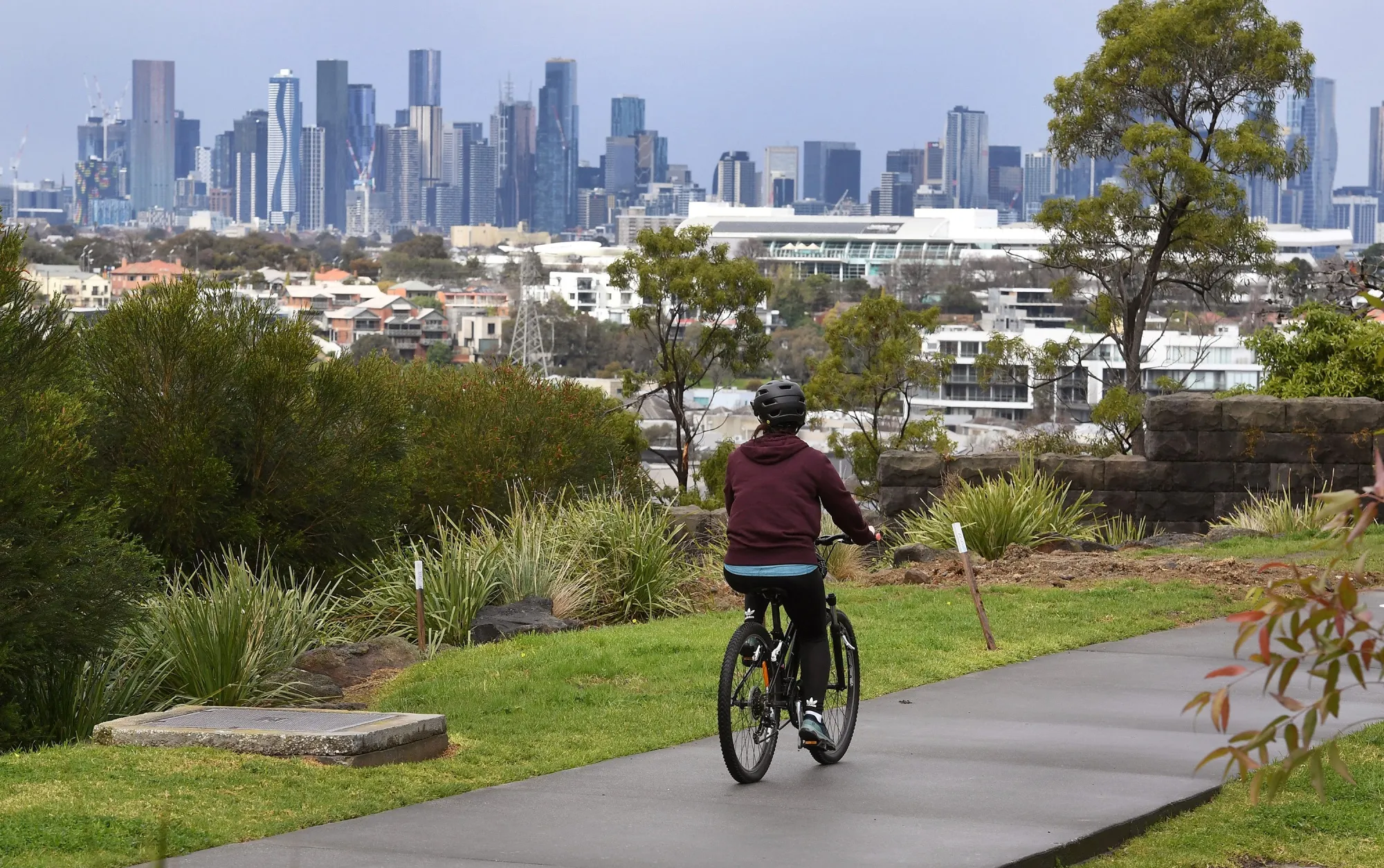 The city skyline in Melbourne, Australia.