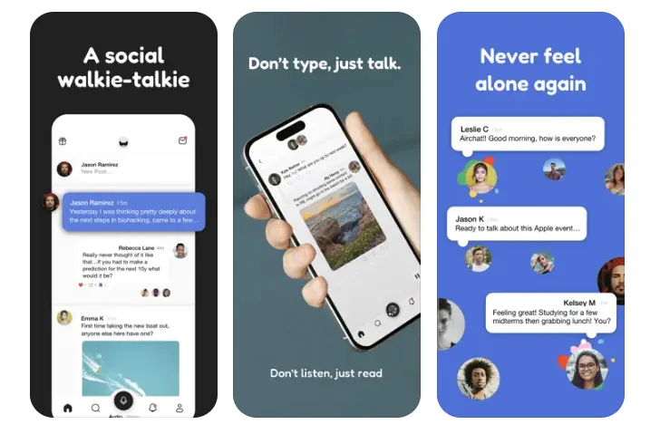Previews of&nbsp;Airchat on Apple’s app store.