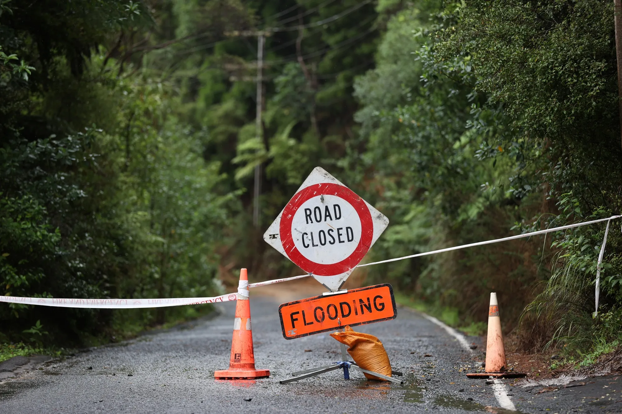 A road is closed for flooding on January 30&nbsp;in Auckland, New Zealand.&nbsp;