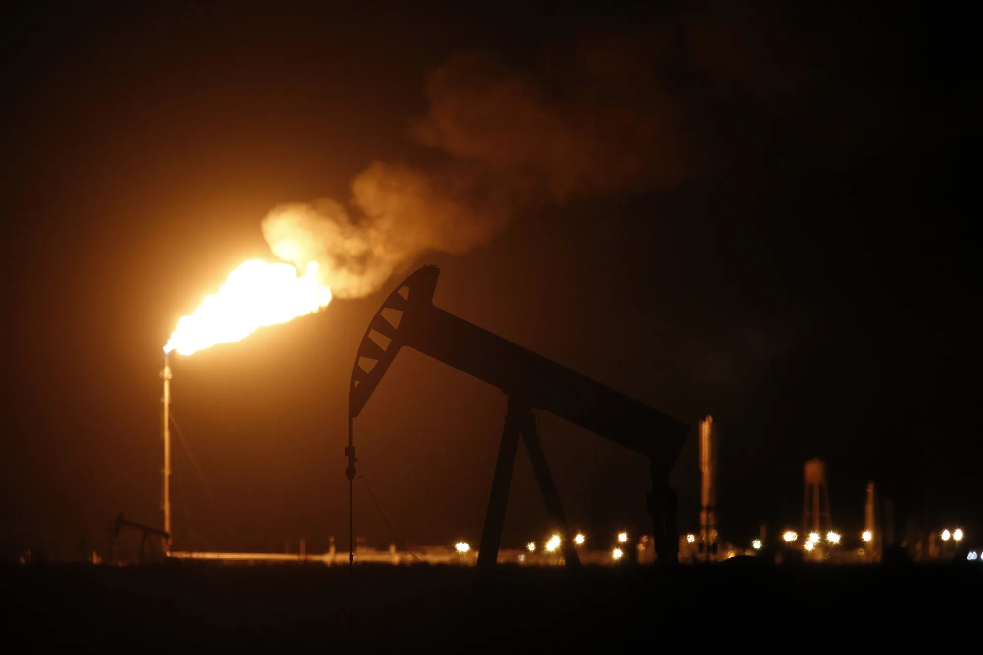 A flare in the oil fields surrounding Midland, Texas.