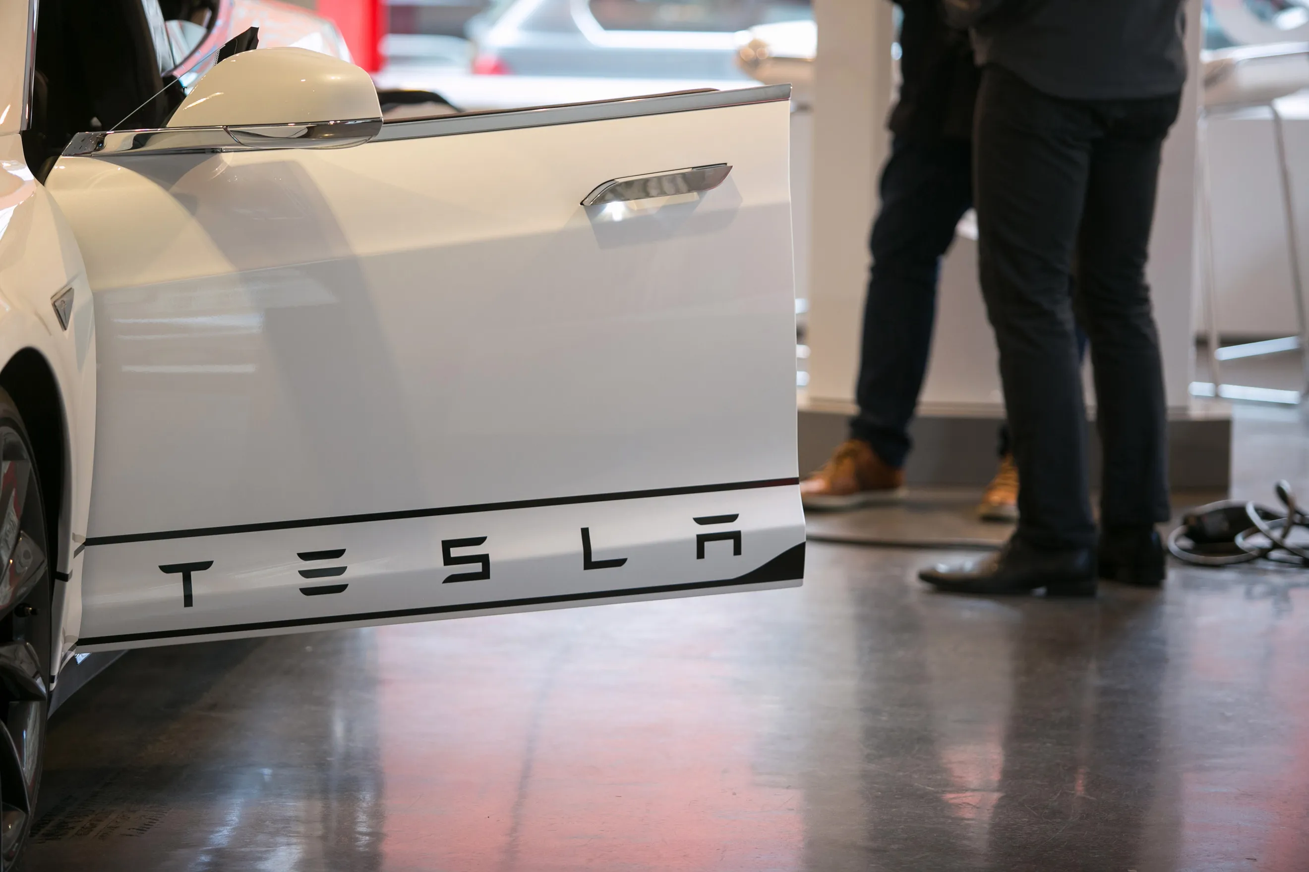 A Model S on display at&nbsp;a Tesla store.&nbsp;
