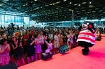 Kumamon on the stage at Japan Expo in France in 2018.