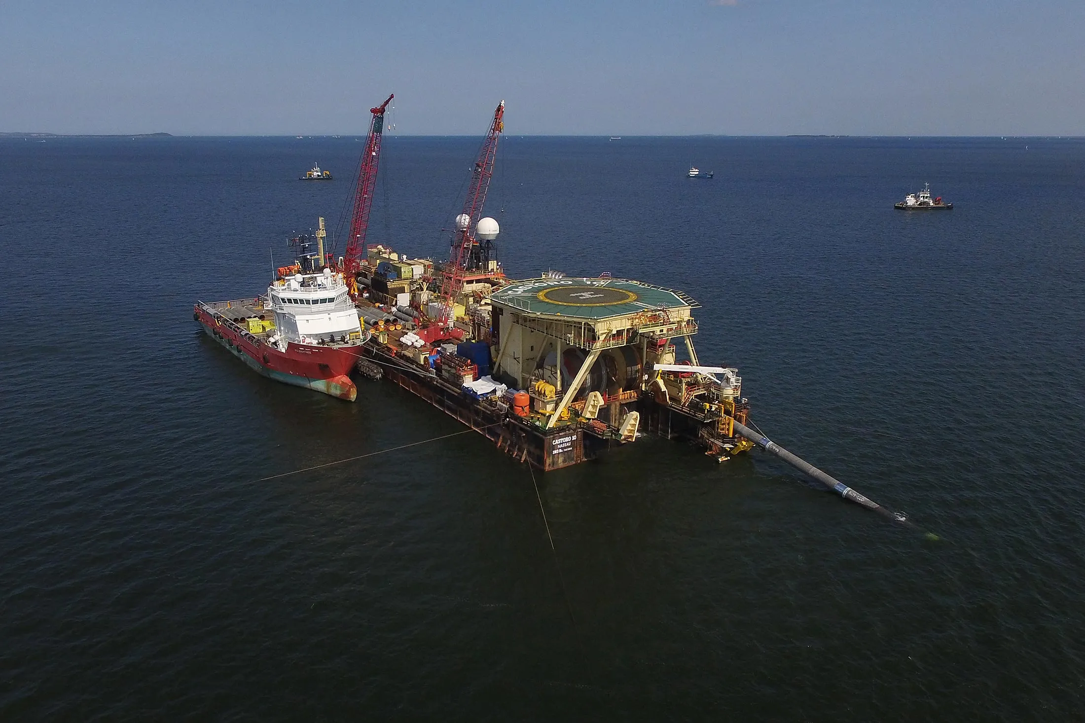 Construction of the pipeline in August in the Baltic Sea off the German coast.
