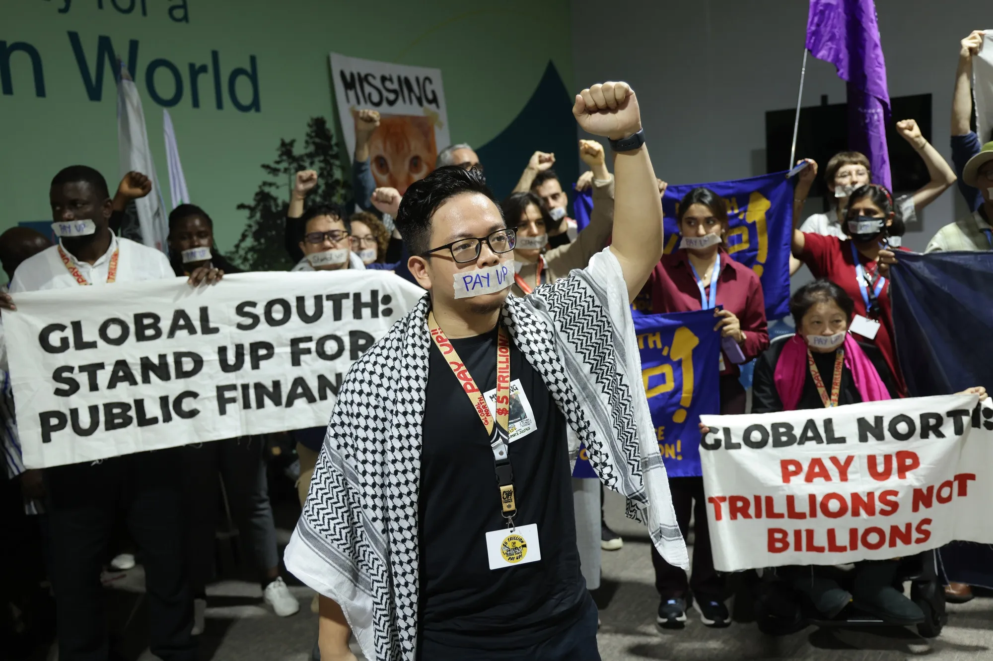 Activists at COP29 in Baku, on Nov. 22.