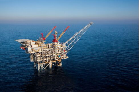A natural gas production platform in the Tamar field