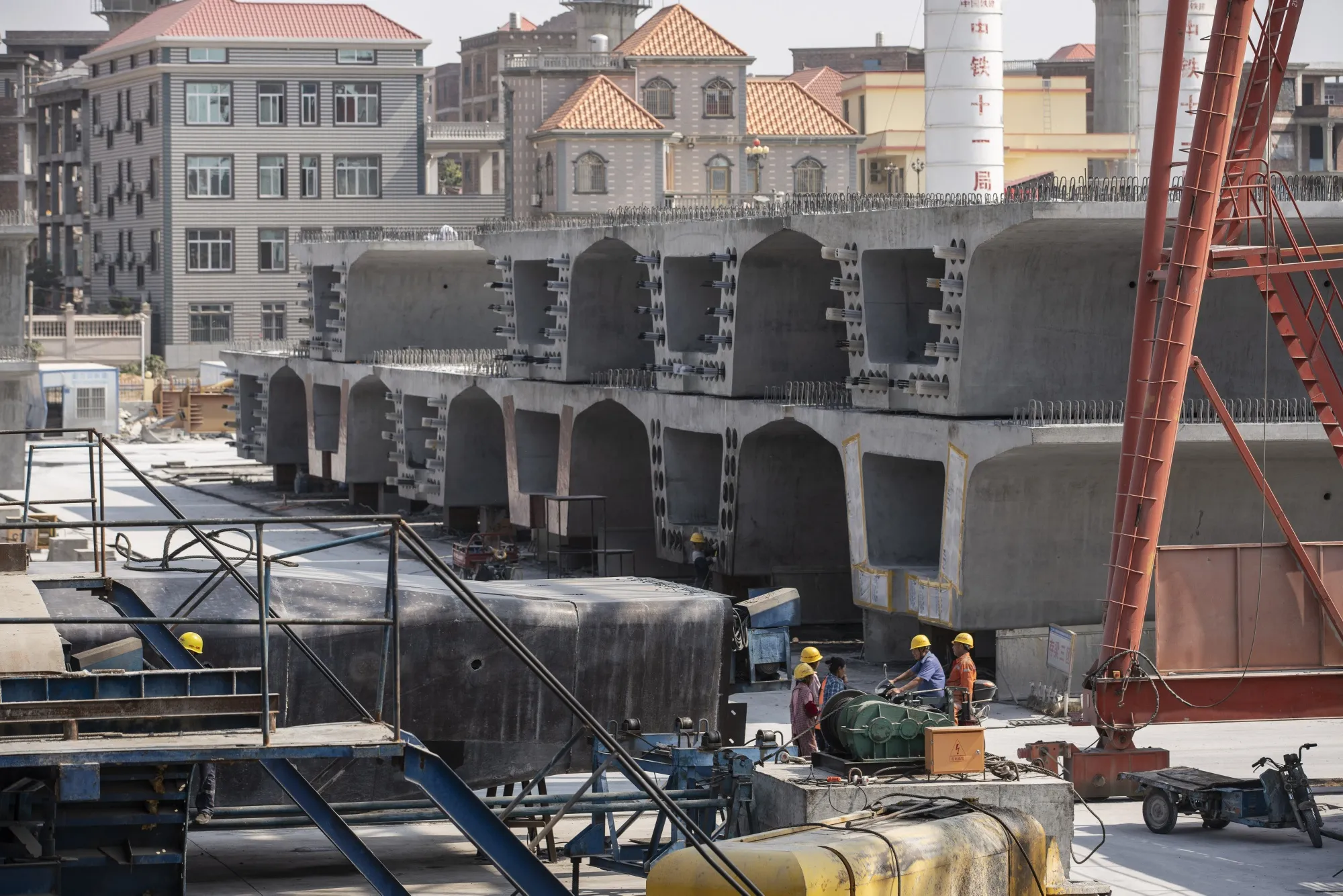 Construction of the Fuzhou-Xiamen High-Speed Railway Project's Meizhou Bay Cross-Sea Bridge As China Drives Home Commitment to New Infrastructure Investment