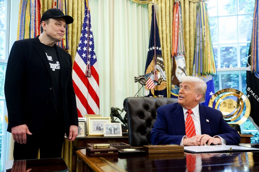 President Trump Holds Press Conference With Musk As He Departs DOGE