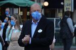 Bob Chapek, chief executive officer of Walt Disney Co., wears a protective mask during the reopening of the Disneyland theme park in Anaheim, California, U.S., on Friday, April 30, 2021. 