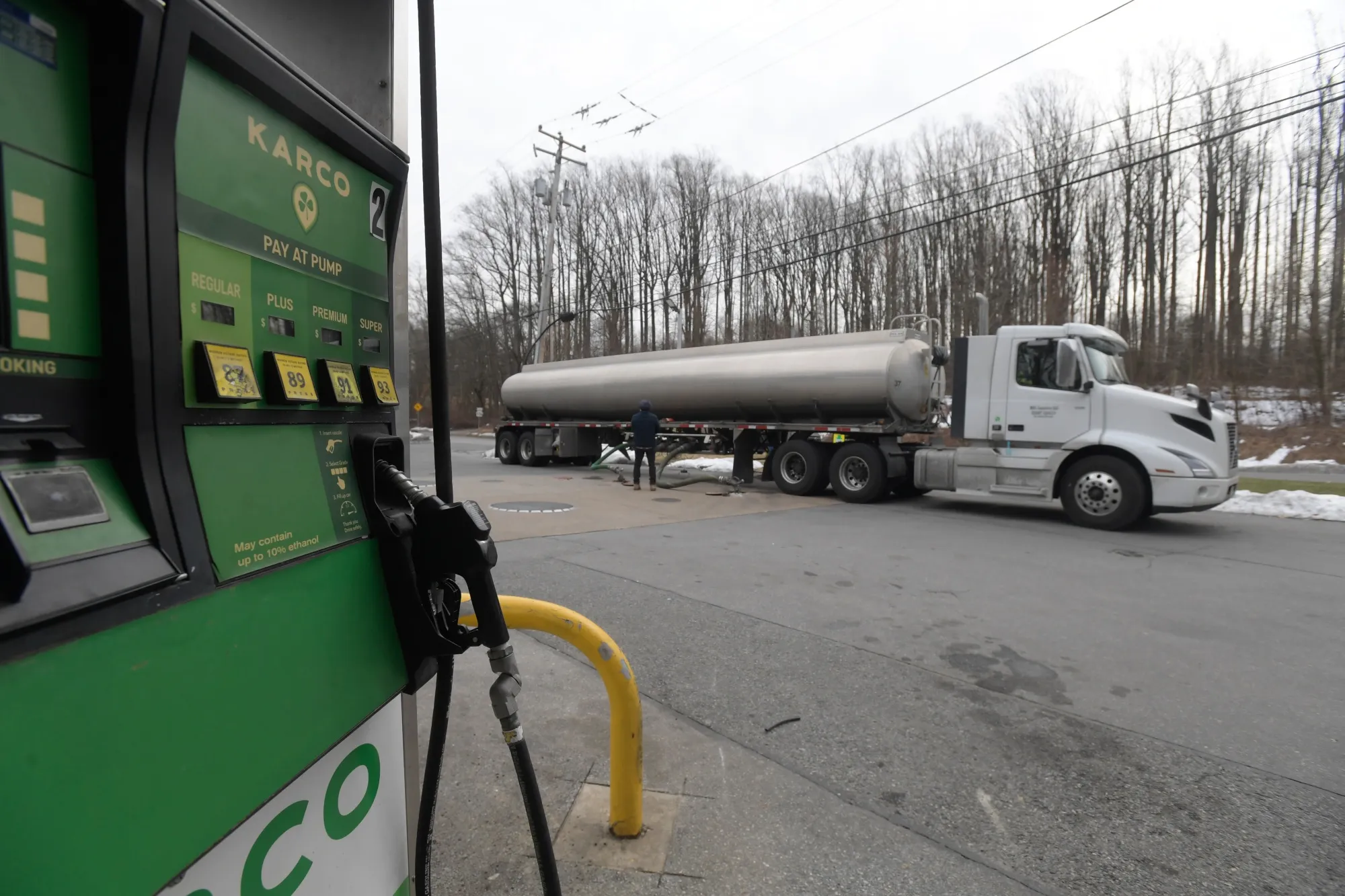 A tanker at a Karco gas station in Kennett Square, Pennsylvania, US.