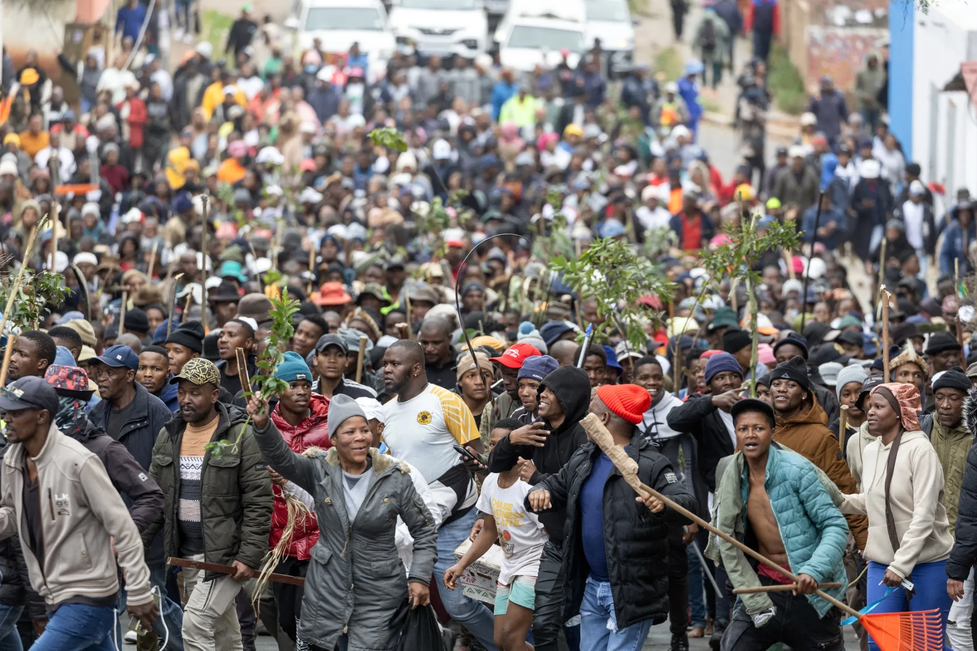 Anti-immigration protesters in Yeoville, Johannesburg, on April 30.