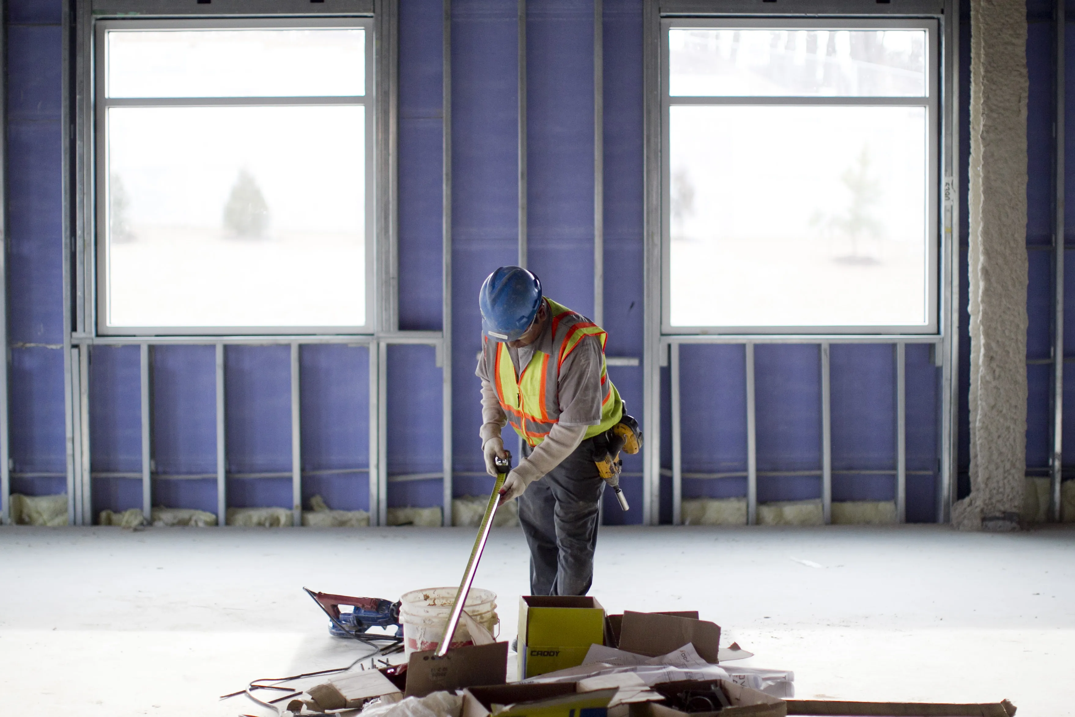 A contractor at a Skanska construction site in Lorton, Virginia.