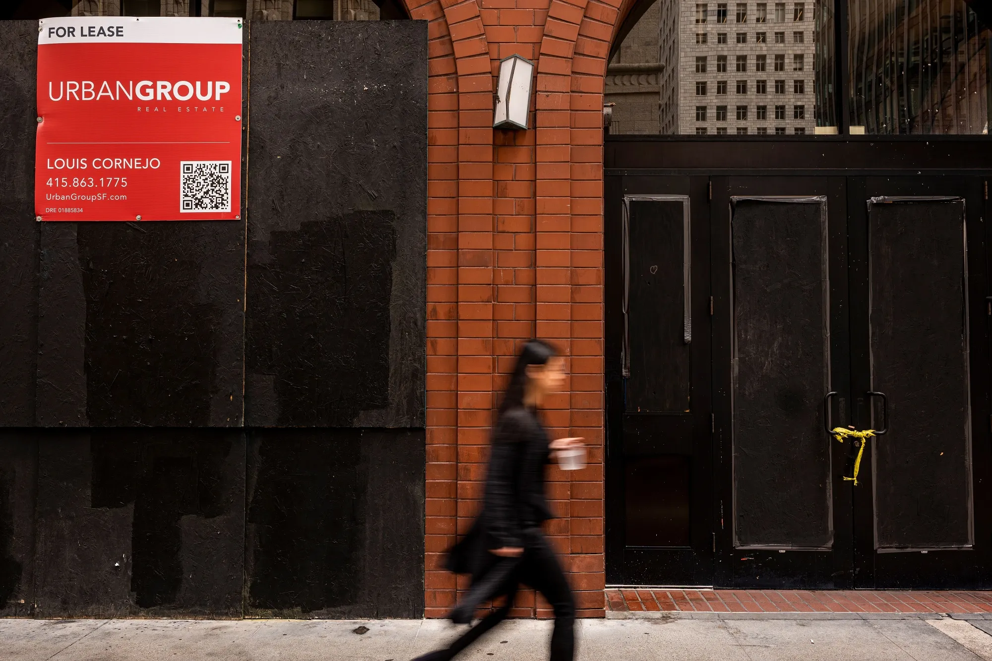 A building for lease in San Francisco, where the office-vacancy rate tops 25% as tenants depart.