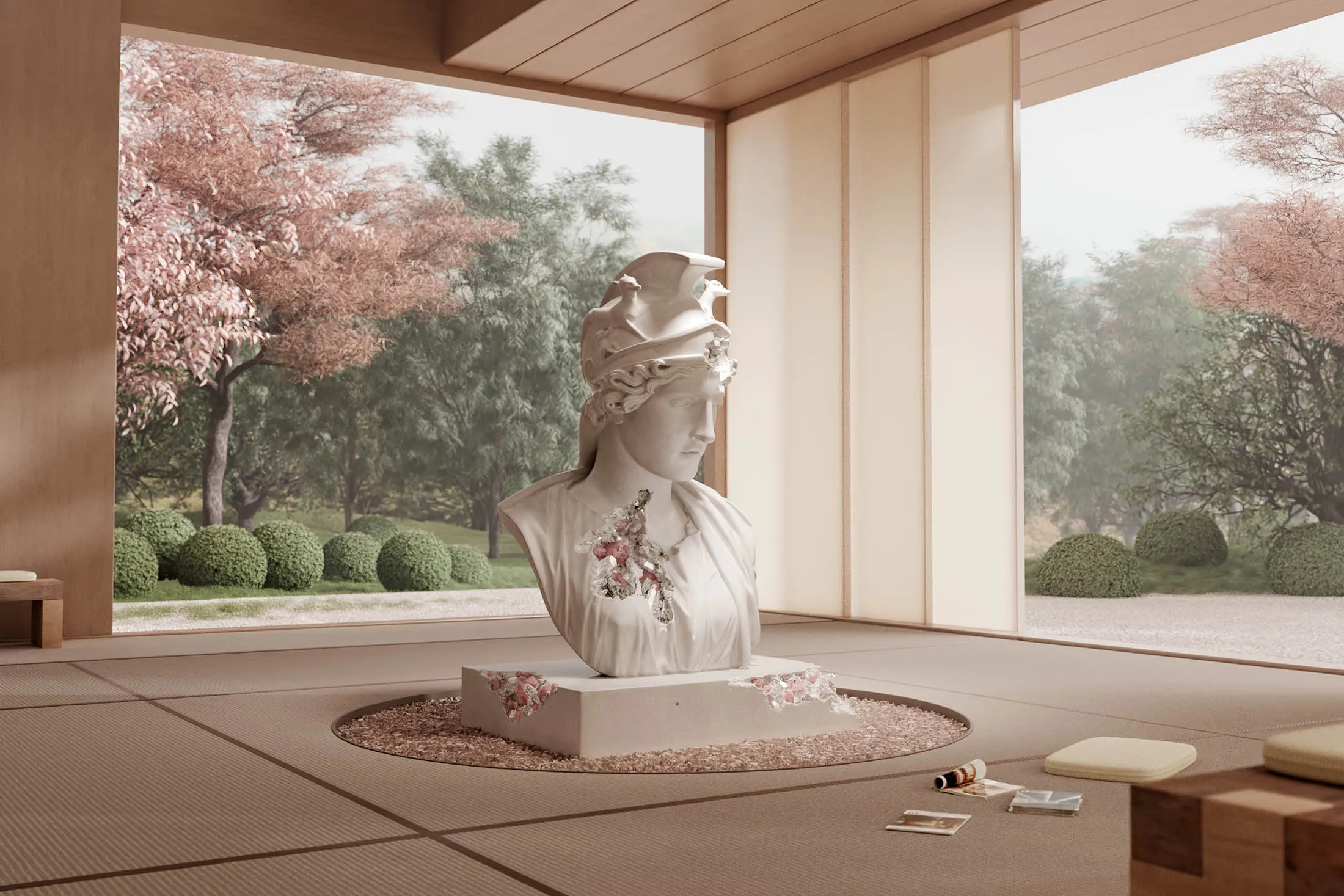 A still from Daniel Arsham’s NFT,&nbsp;Eroding and Reforming Bust of Rome (One Year).