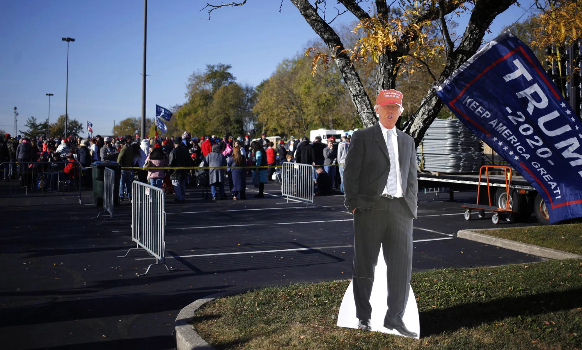A cardboard cutout of then-President Donald&nbsp;Trump at&nbsp;a rally in Lexington, Kentucky in 2019.&nbsp;