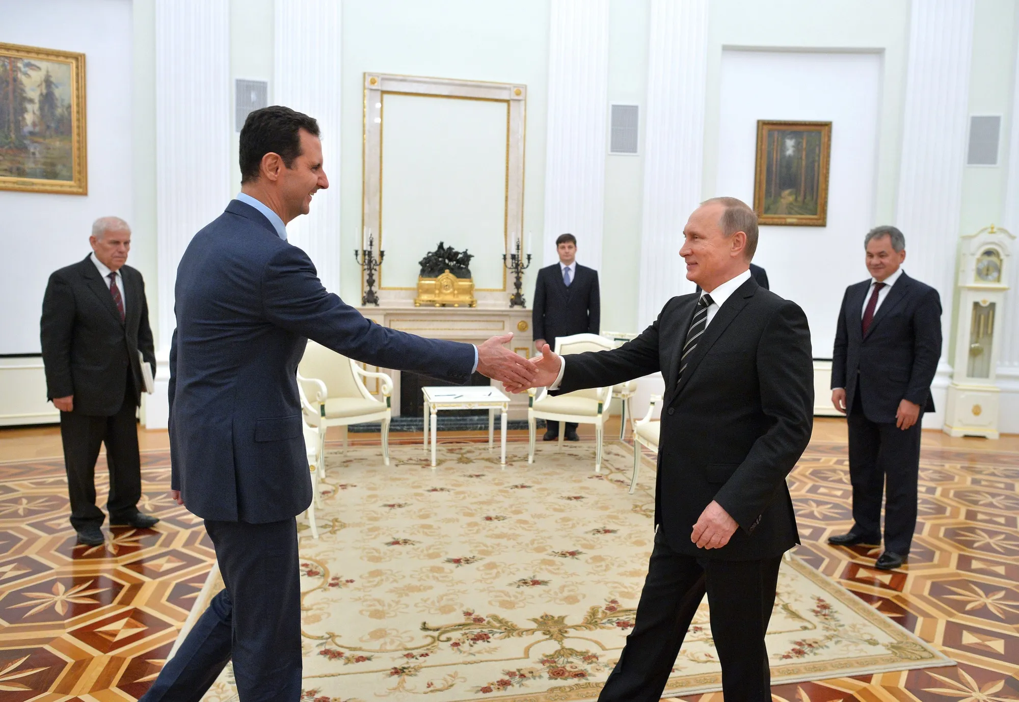 Bashar al-Assad and Vladimir Putin during a meeting in Moscow, 2015.
