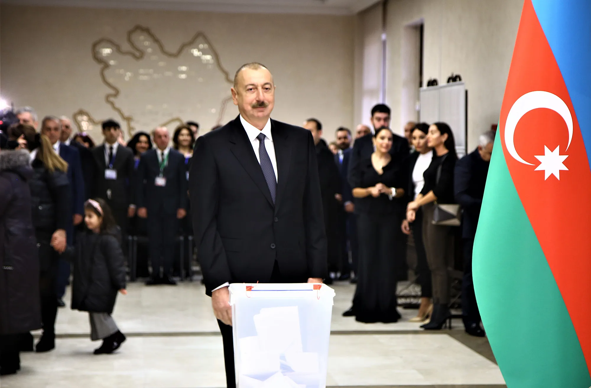Ilham Aliyev casts his vote at a polling station in Baku on Feb. 9.