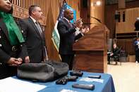 New York City Mayor Adams Makes Public Safety Announcement With NYPD Chief And DOE Head David Banks