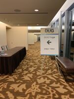 Sign for the inaugural yoga class at Hart Energy’s DUG Permian Basin conference.