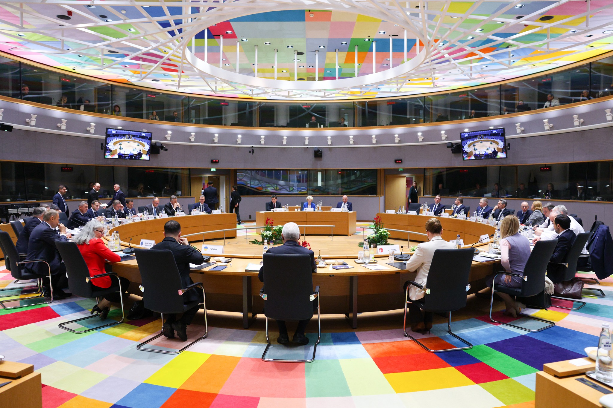 Talks during the European Council meeting summit in Brussels, in a photo released on Dec. 19. Source: Council of the European Union