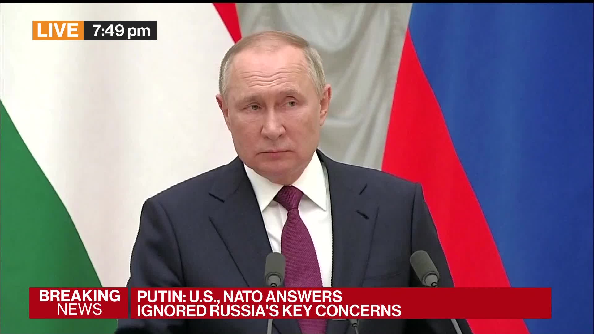 Watch Putin Says U.S. Ignored Demands On Ukraine - Bloomberg