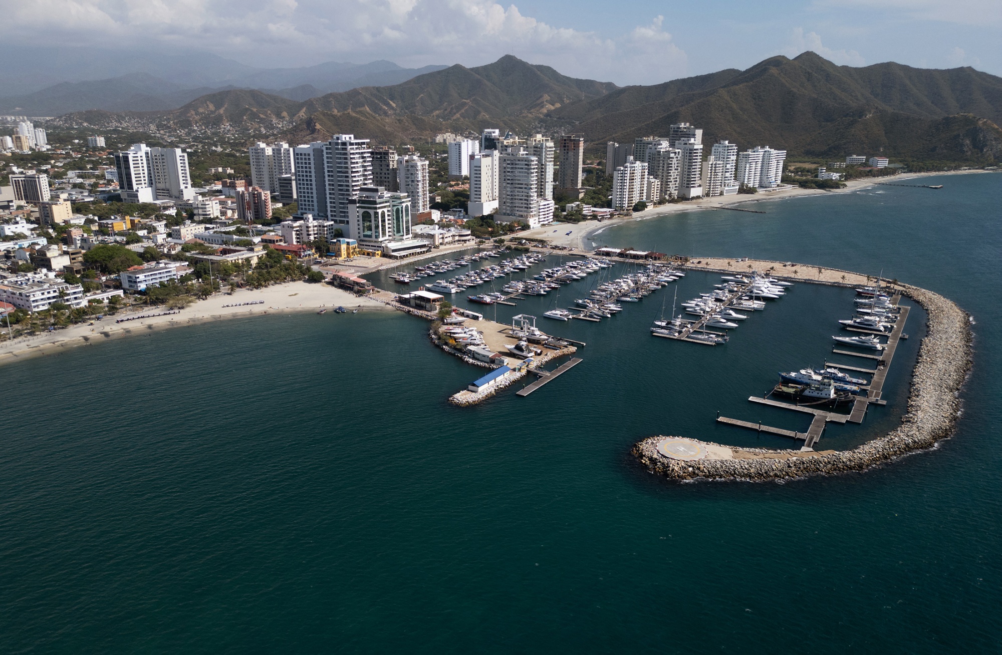 A view of the marina in Santa Marta, Colombia.