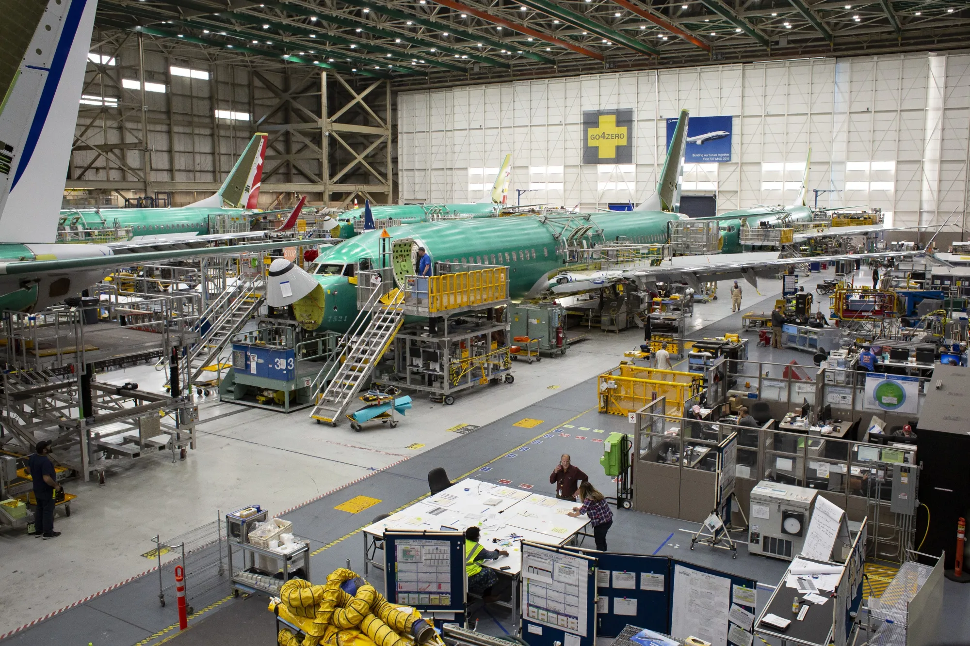 Boeing 737 Max airplanes are seen at the company's manufacturing facility in Renton, Washington.