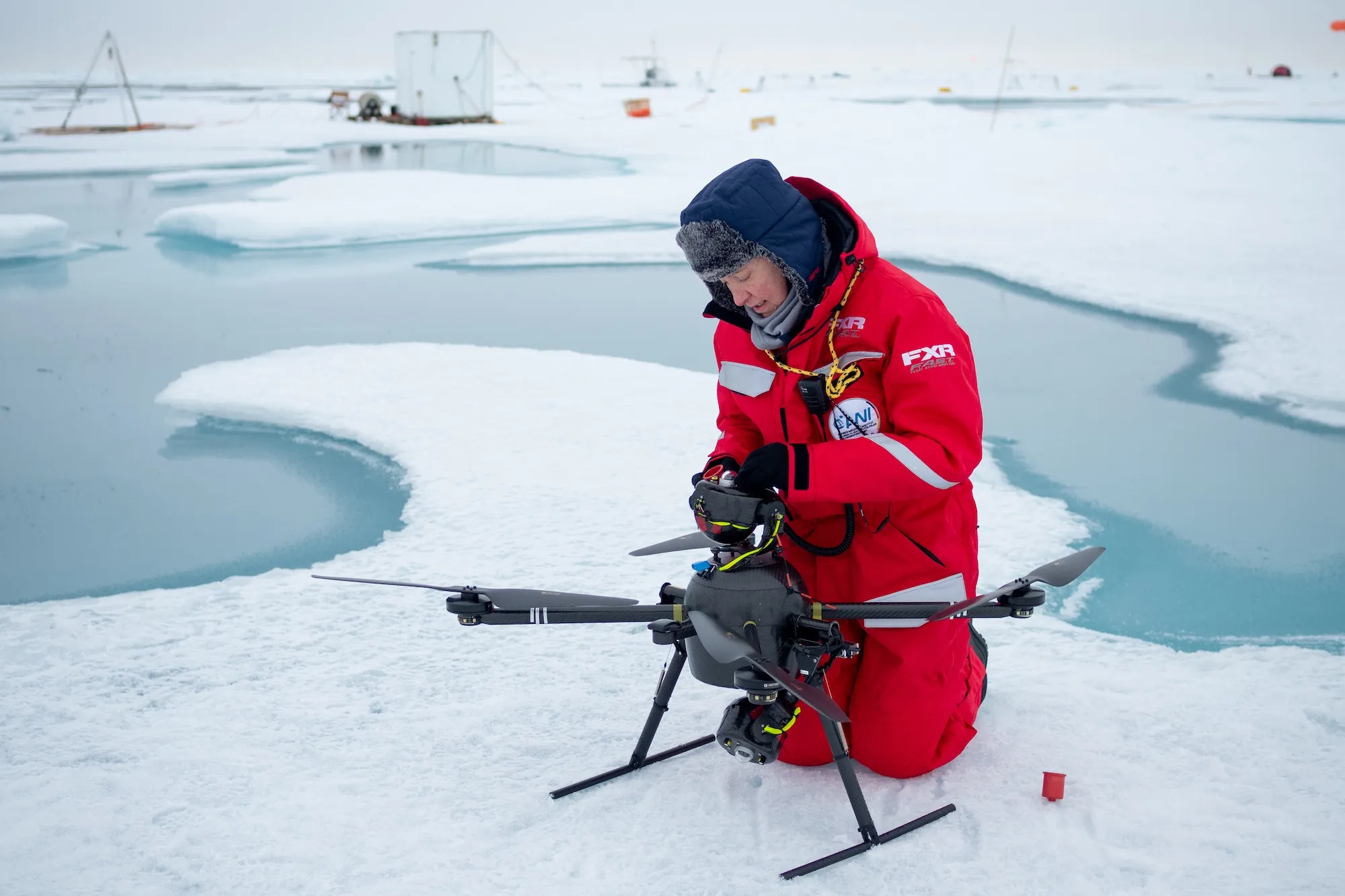 Roberta Pirazzini prepares a drone for flight over the Arctic on September 1.&nbsp;