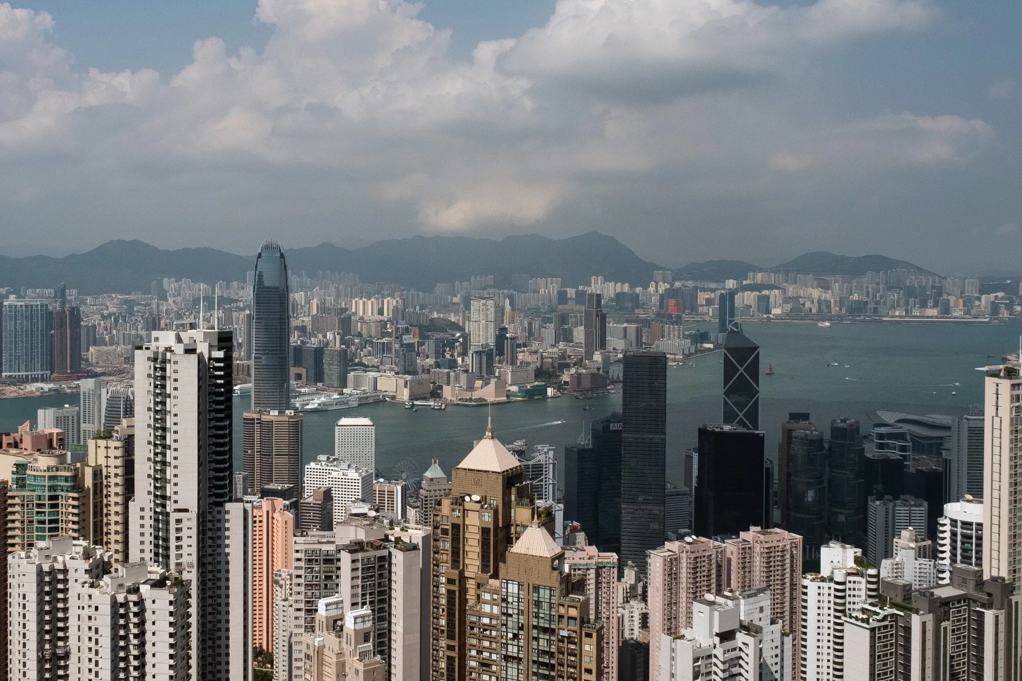 Residential and commercial buildings are seen from Victoria Peak in Hong Kong.