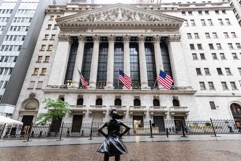 The Fearless Girl statue stands outside the New York Stock Exchange (NYSE) in New York, U.S.