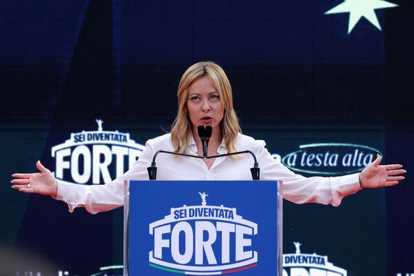 Italy's Prime Minister Giorgia Meloni at the Atreju Convention