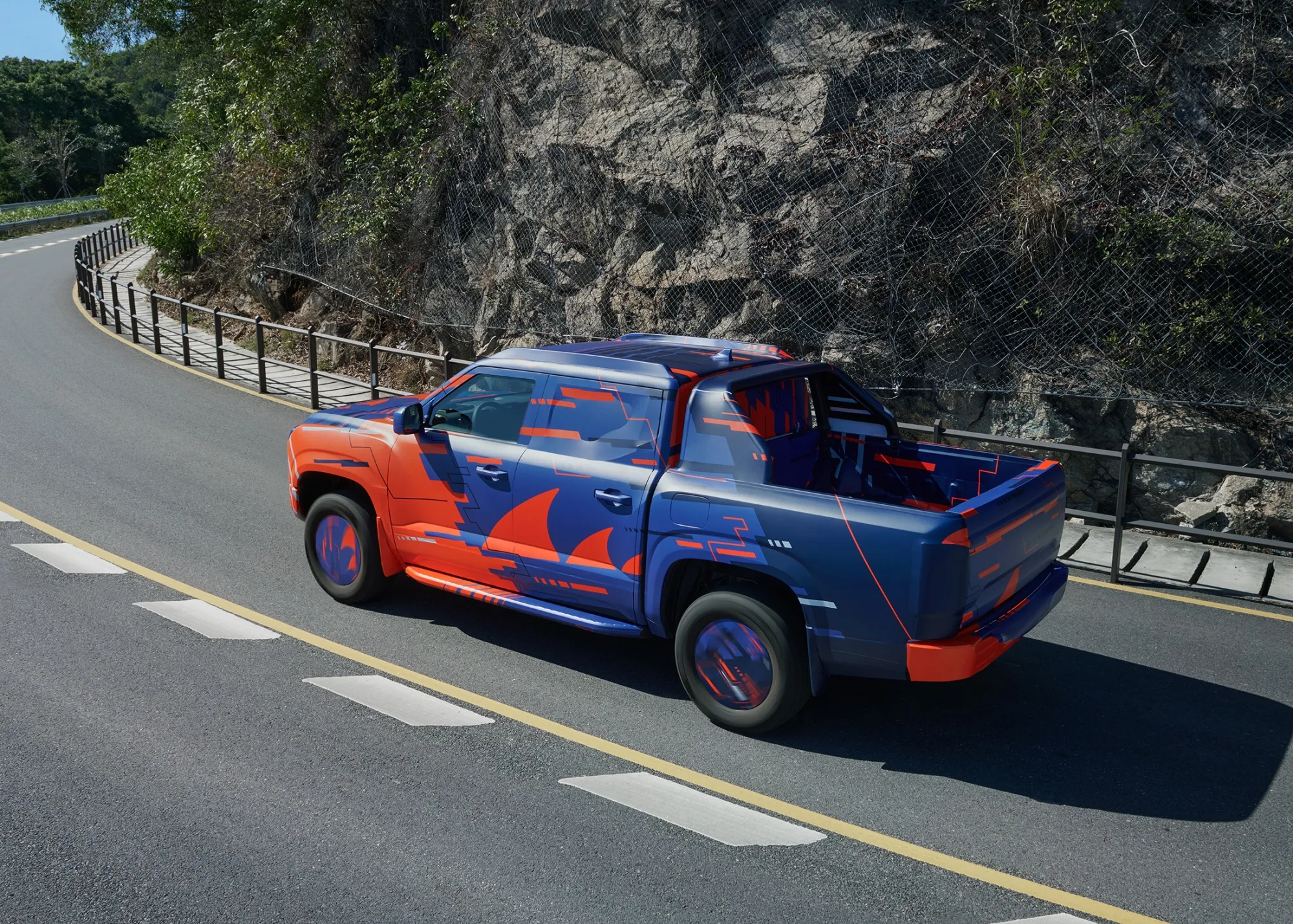 BYD's first electric pickup truck during a road test.