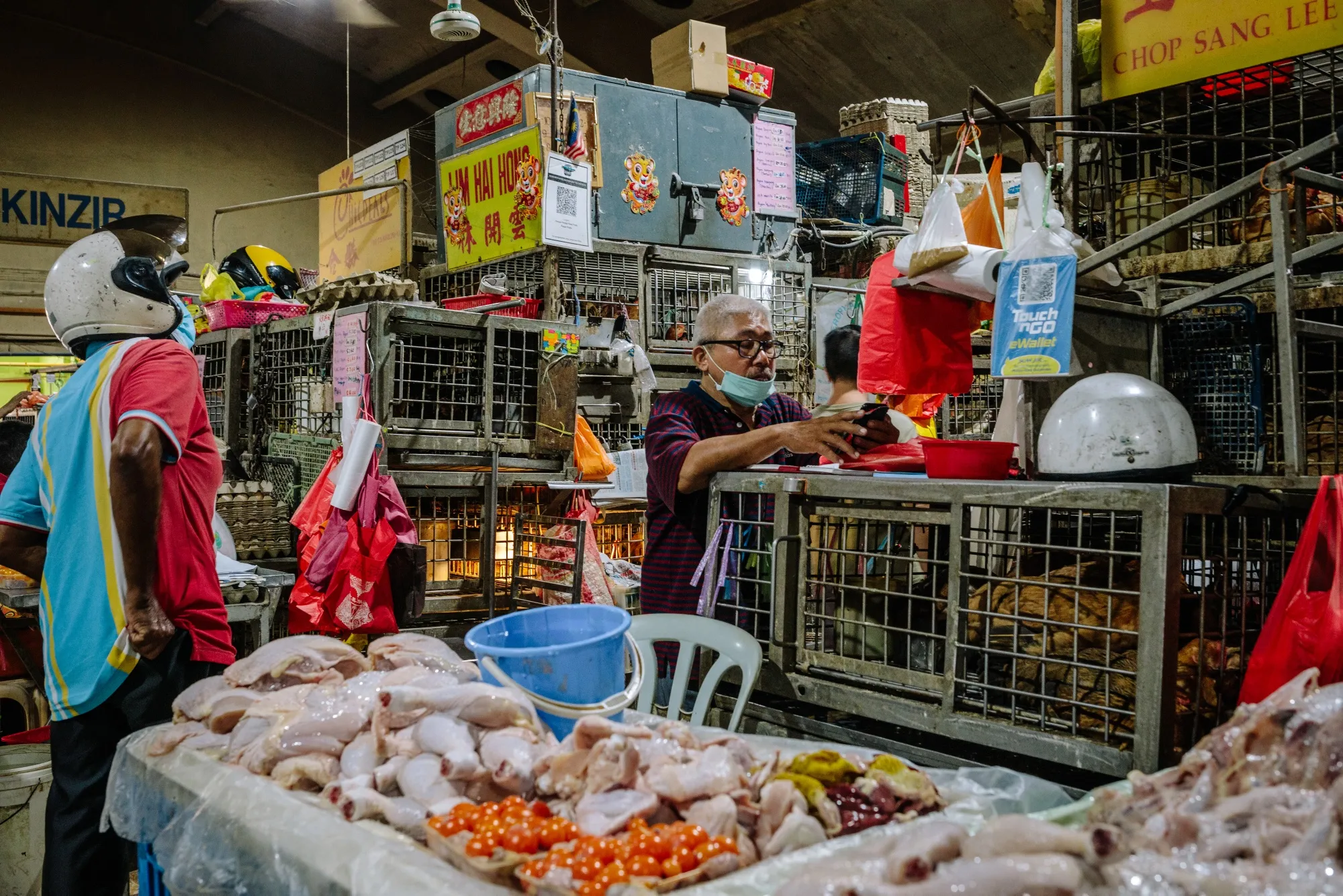 A poultry stall at a market in Kuala Lumpur.