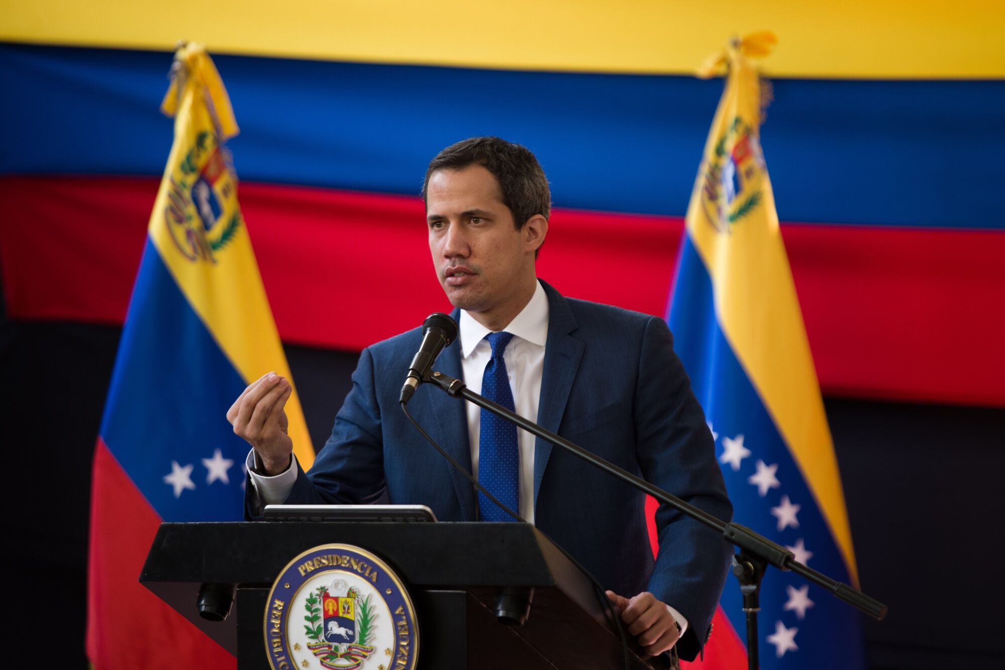 Juan Guaido during a news conference in Caracas on November 22.