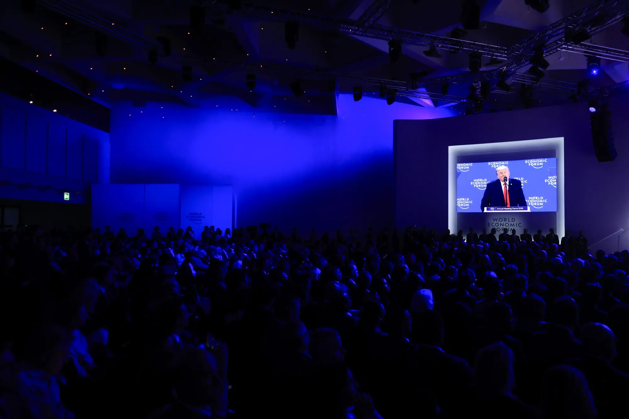 ダボス会議でのトランプ大統領の演説の様子（1月21日）