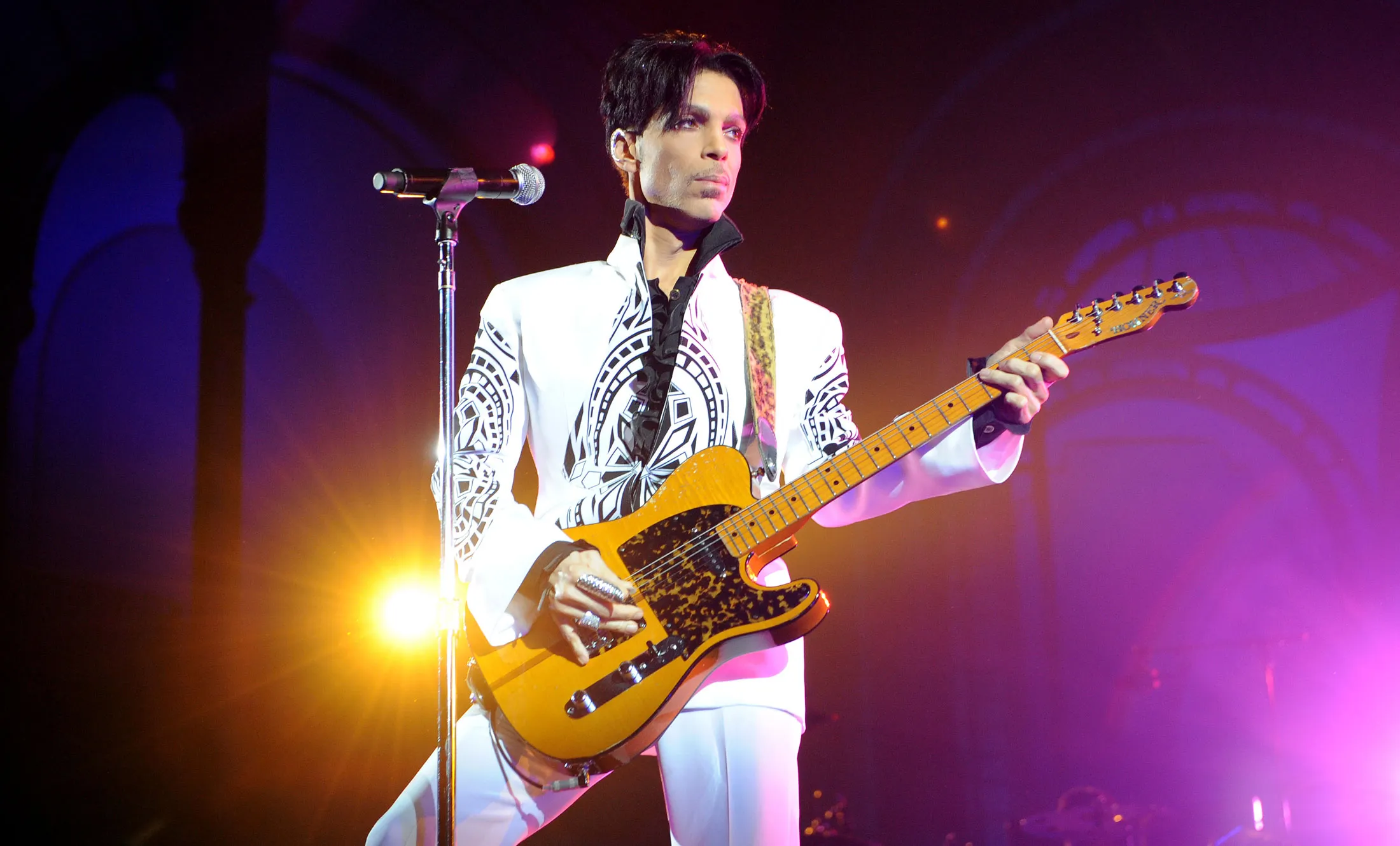Singer Prince performs at the Grand Palais in Paris, Oct. 11, 2009.
