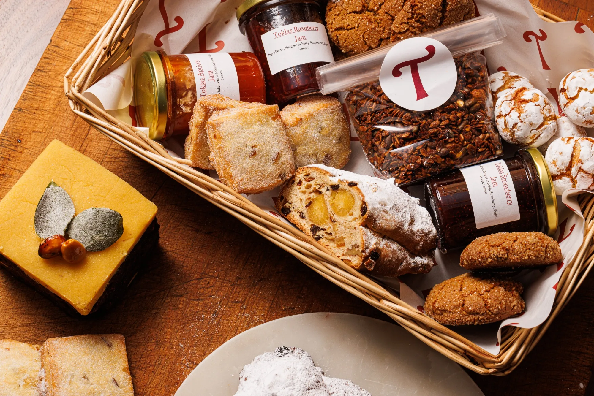 A fully stocked hamper from Toklas Bakery in London.