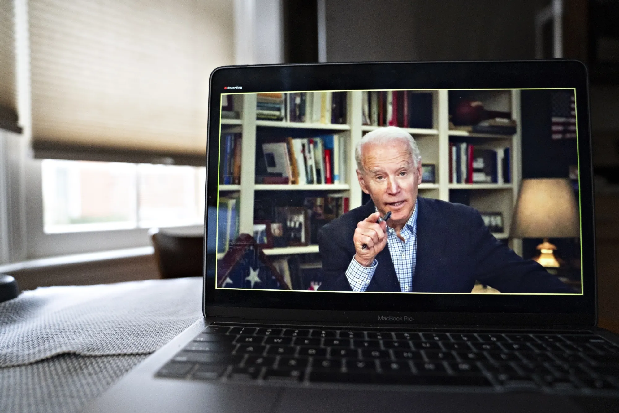 Former Vice President Joe Biden speaks during a virtual press briefing on&nbsp;March 25.