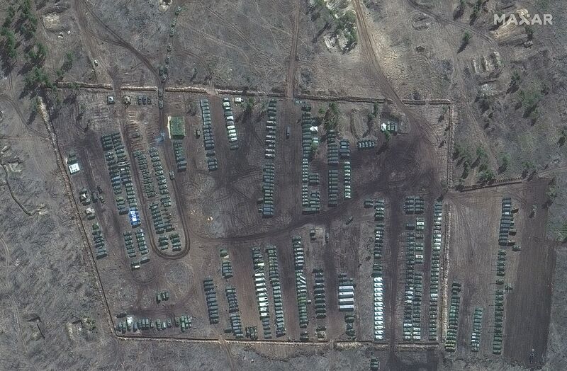 RUSSIAN TROOPS 10 APRIL 10, 2021: 10 close up of tanks and equipment pogorovo training area near voronezh russia.