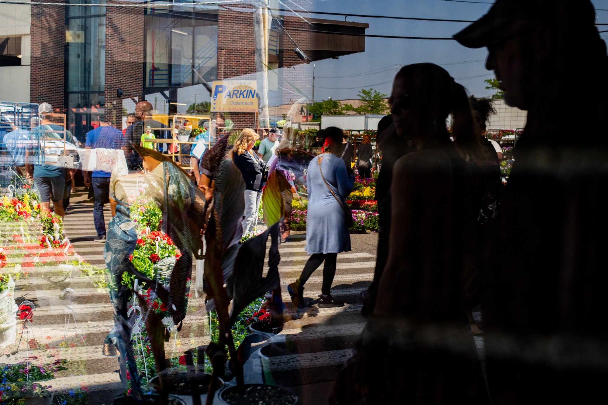 Shoppers at Eastern Market in Detroit.