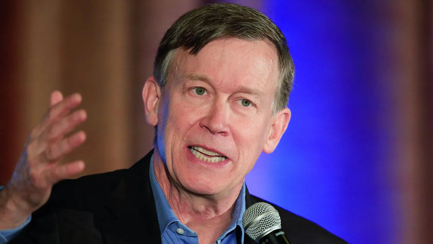 Colorado Gov. John Hickenlooper (D-CO) addresses the audience at the Colorado Energy Forum presented by the Consumer Energy Alliance on October 14, 2014 in Westminster, Colorado.
