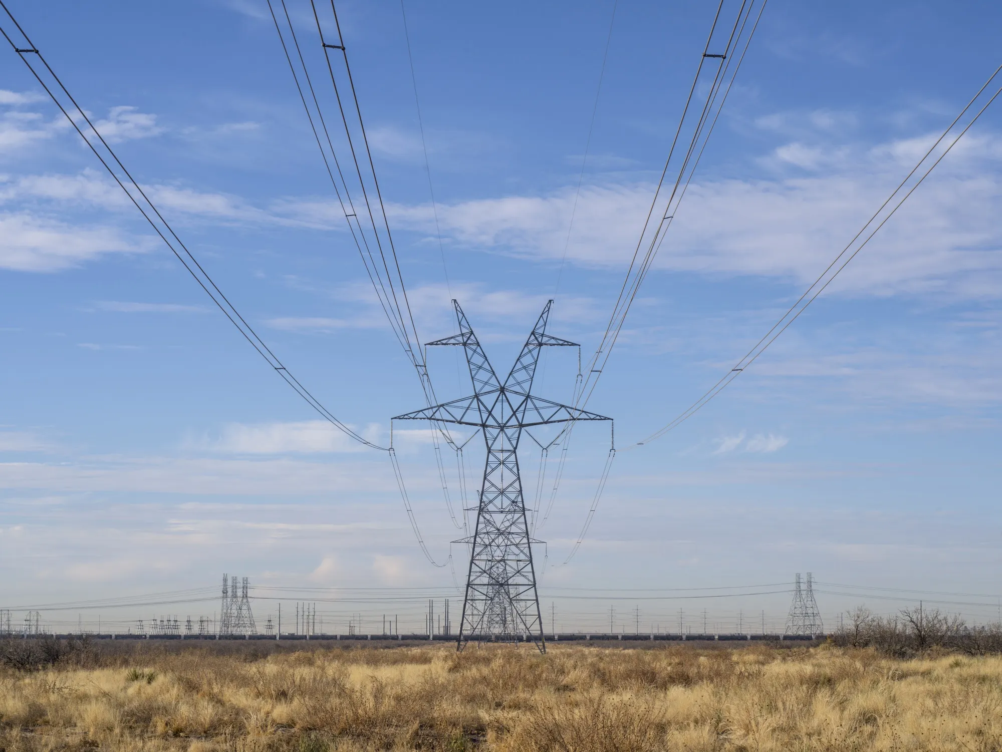 Power lines near Monahans, Texas.