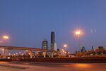 Lights illuminate highways near the King Abdullah Financial District in Riyadh.