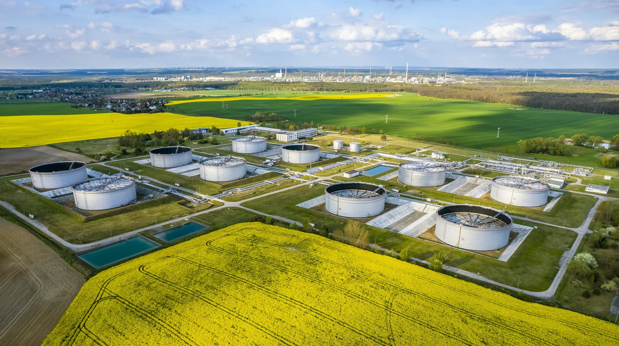 Tanks for crude oil of the PCK oil refinery, which is majority owned by Russian energy company Rosneft&nbsp;in Schwedt, Germany.&nbsp;