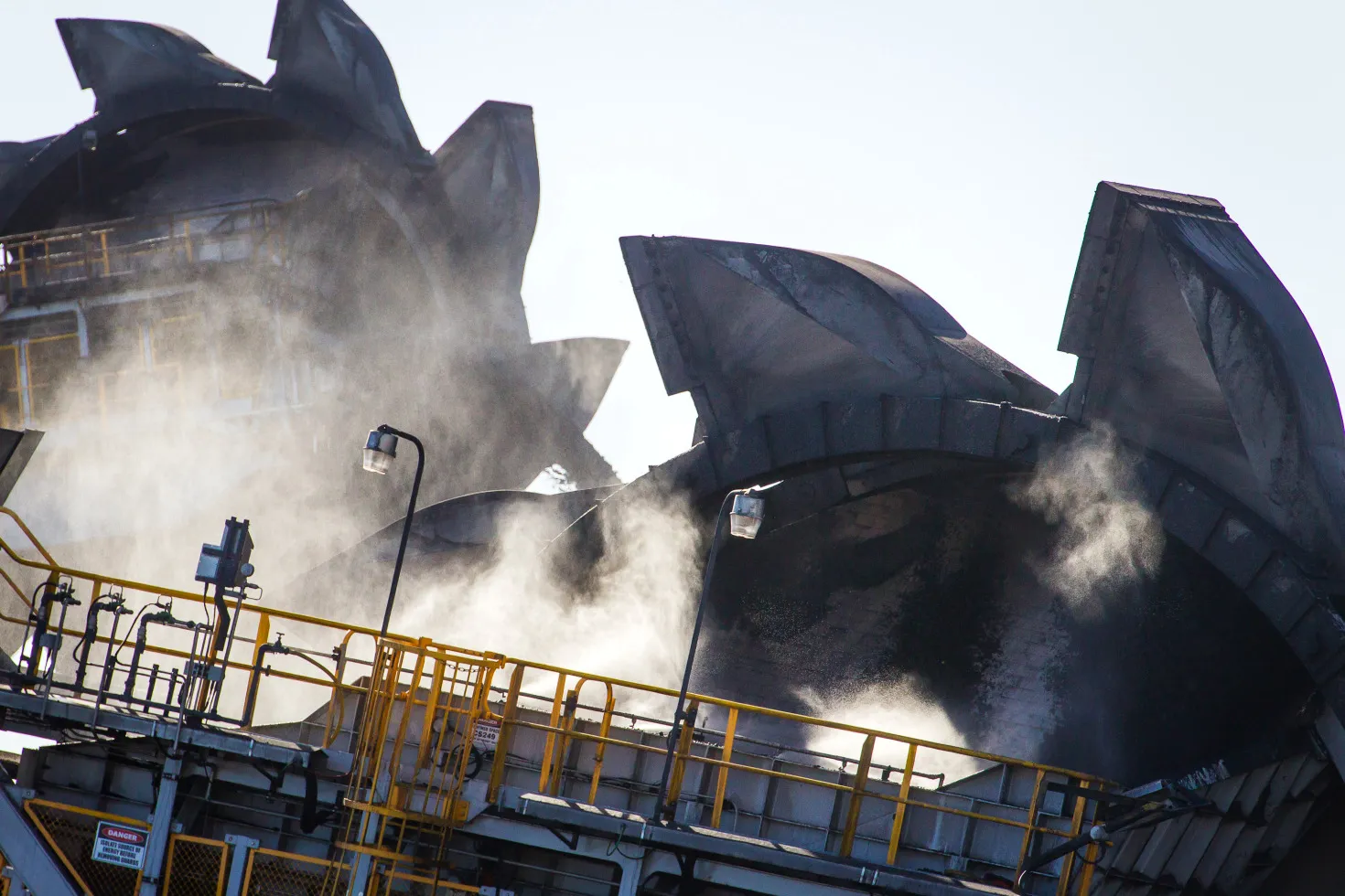 Bucket wheel reclaimers operate at the Newcastle Coal Terminal in Newcastle, north of Sydney, Australia.
