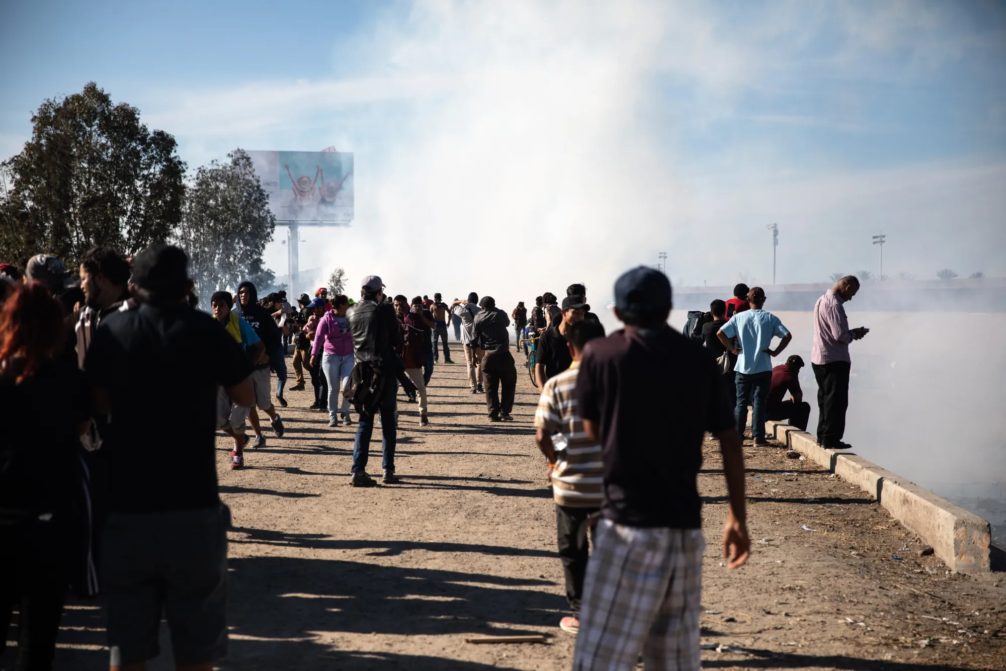 Tear gas fired by U.S. Border officials rises near the US and Mexico border in Tijuana on Nov. 25.