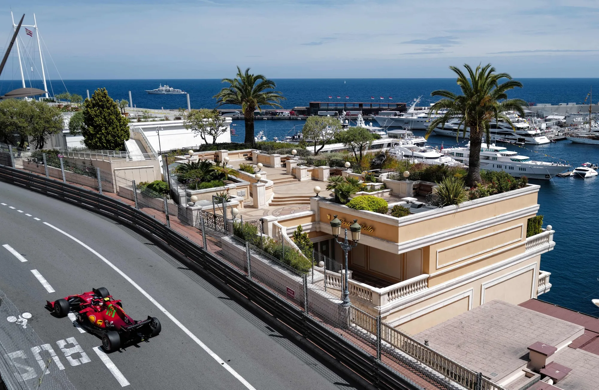 A driver rakes a warm-up lap prior to the Monaco Formula 1 Grand Prix.