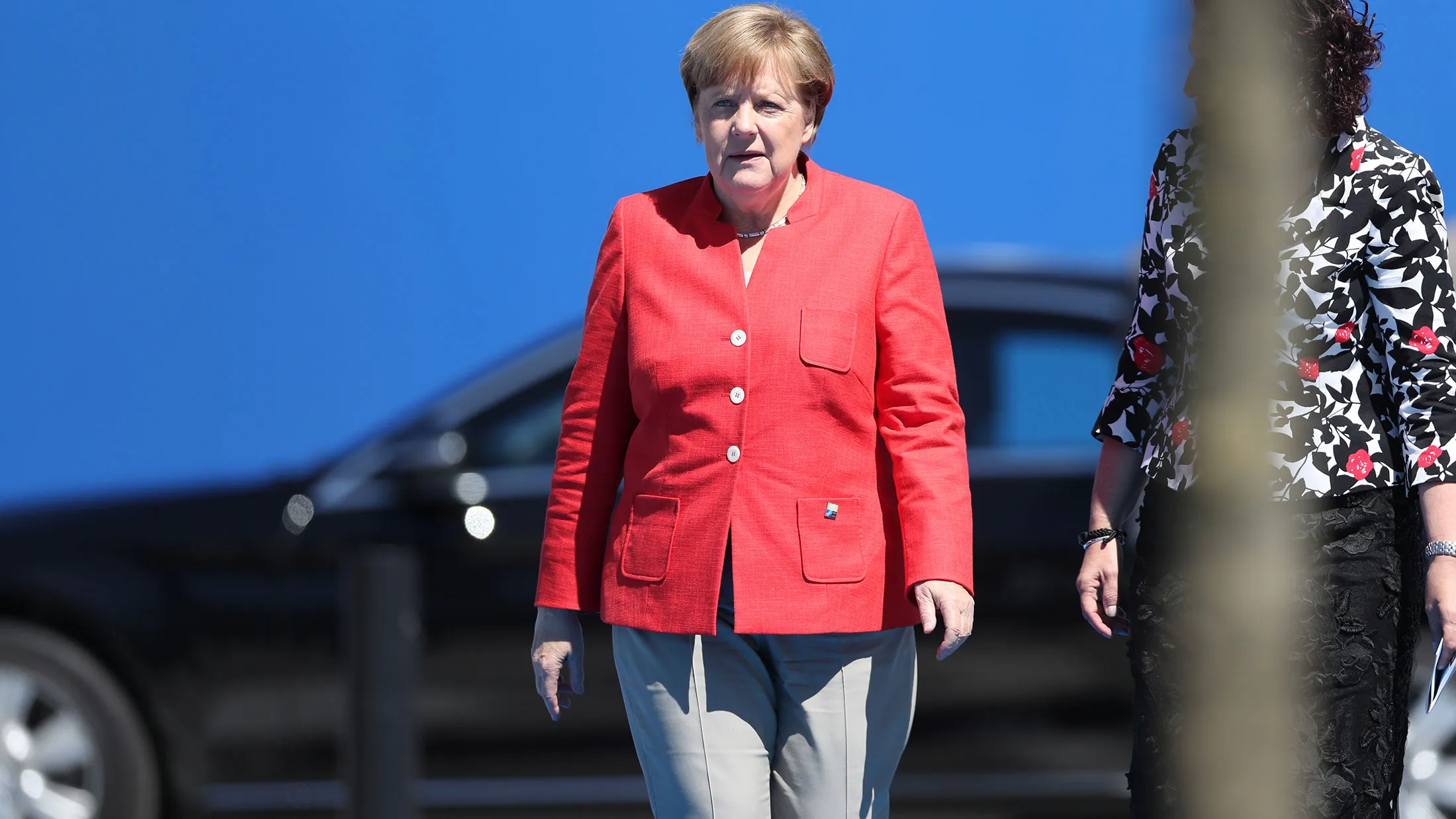 Angela Merkel, Germany's chancellor, arrives for a summit of world leaders at NATO headquarters in Brussels on May 25, 2017.
